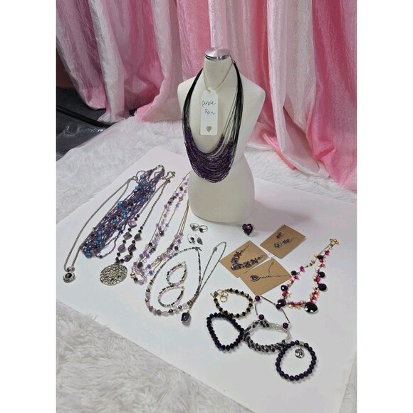 Jewelry Lot Purple Theme Clean Curated Bundle Free Gift - Picture 1 of 16